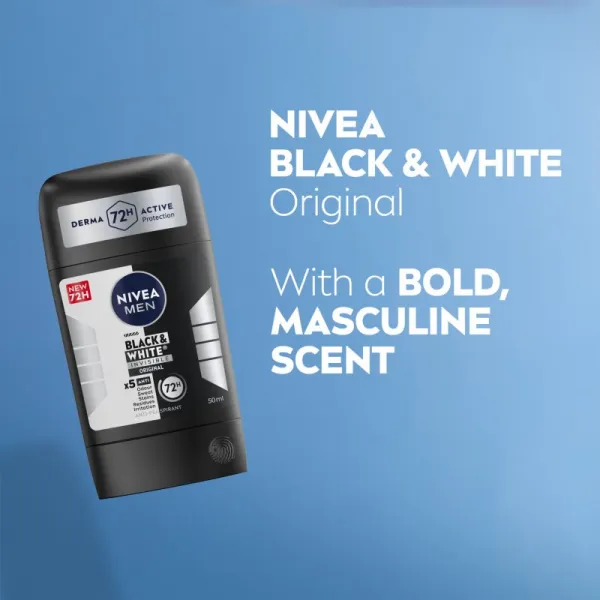 Nivea Men Black & White Invisible Original tuhý antiperspitant pre mužov 50 ml