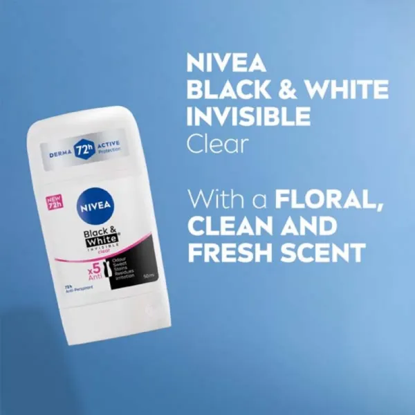 Nivea Black & White Invisible Clear tuhý antiperspitant 50 ml
