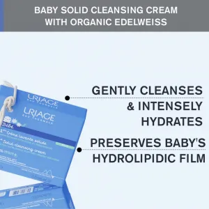 Uriage Bébé 1st Solid Cleansing Cream krémové mydlo pre jemnú a hladkú pokožku pre deti od narodenia 100 g