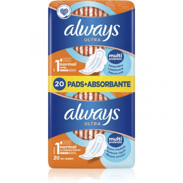 Always Ultra Hygienické Vložky Normal (V1) S Krídelkami 20 Ks