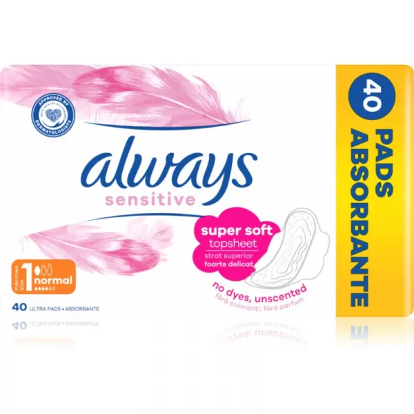 Always Platinum Normal Menštruačné Vložky s Krídelkami, 40 ks