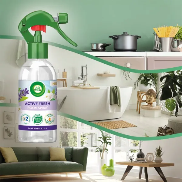 Air Wick Active Fresh Osviežovač vzduchu v spreji ľalia a levanduľa 237 ml