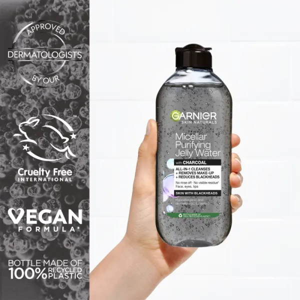 Garnier Skin Naturals Pure Charcoal čistiaca micelárna voda s gélovou textúrou 400 ml