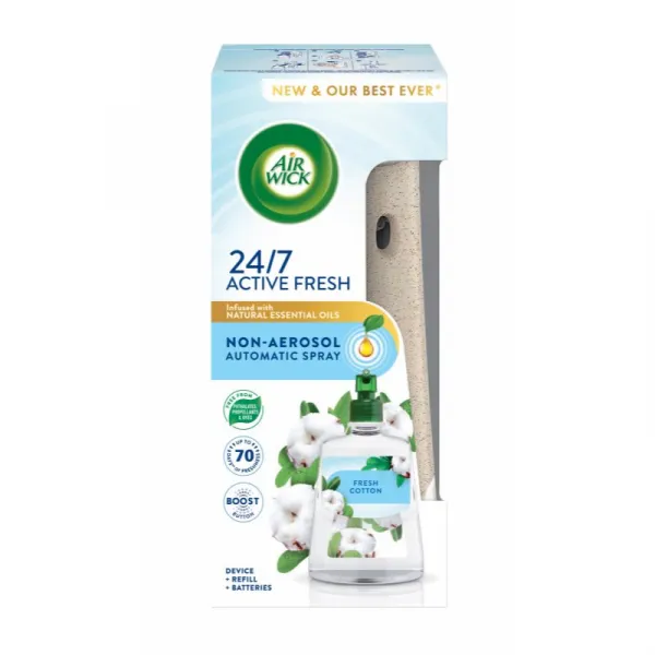 Air Wick Active Fresh Linen & White Orchid automatický osviežovač vzduchu s náplňou 228 ml