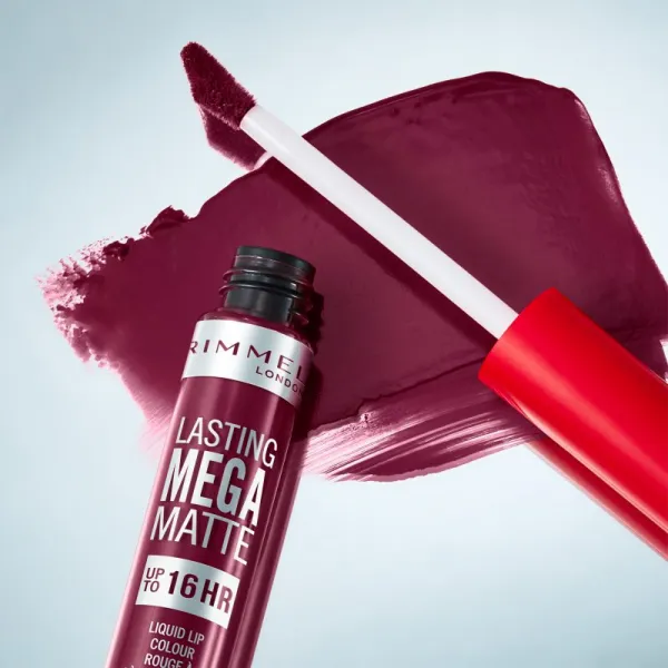 Rimmel Lasting Mega Matte ľahký tekutý matný rúž 16h odtieň Rock Me Purple 7,4 ml