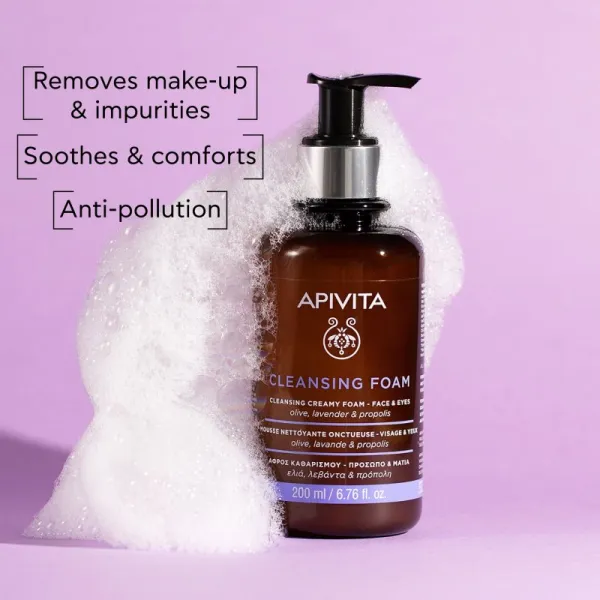 Apivita Cleansing Foam Face & Eyes krémová čistiaca pena na tvár a oči 200 ml