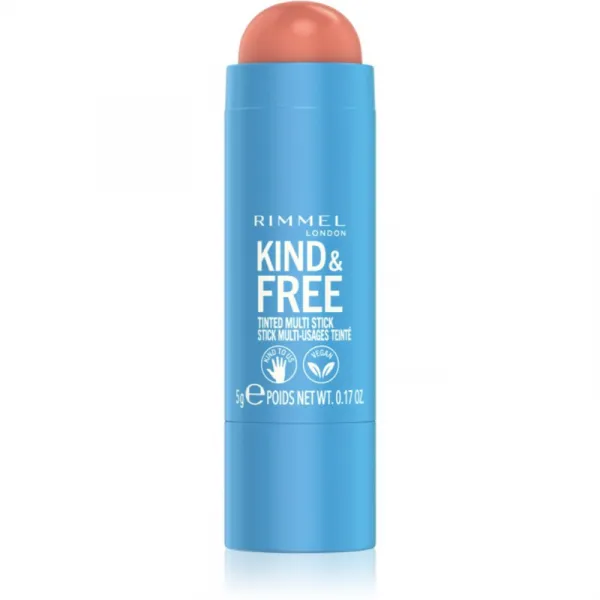 Rimmel Kind & Free multifunkčné líčidlo na oči, pery a tvár odtieň 002 Peachy Cheeks 5 g