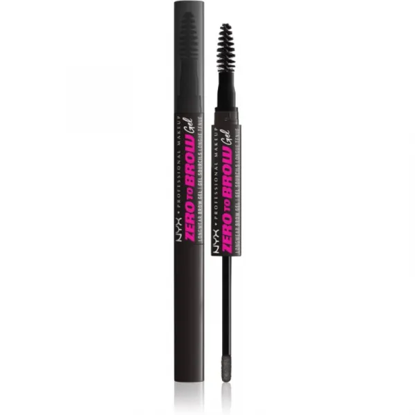 NYX Professional Makeup Zero To Brow Gel gél na obočie s aplikátorom odtieň 08 Black 2 ml