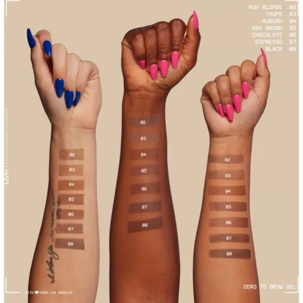 NYX Professional Makeup Zero To Brow Gel gél na obočie s aplikátorom odtieň 08 Black 2 ml