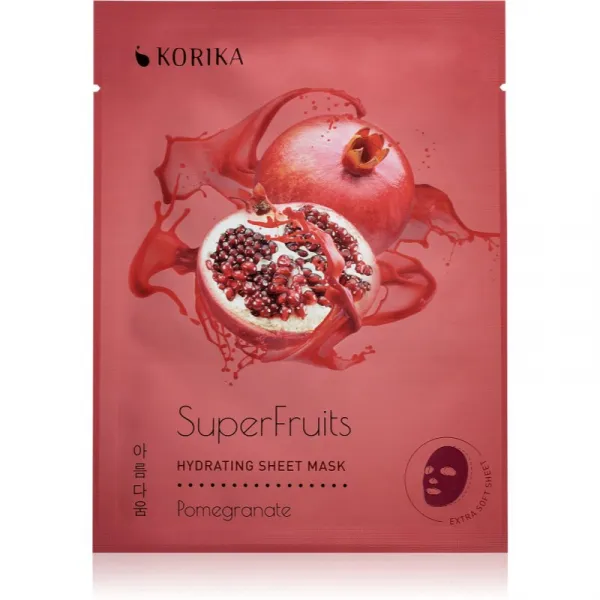 KORIKA SuperFruits Pomegranate - Set of 5 Hydrating Face Sheet Masks set pleťových masiek za zvýhodnenú cenu s hydratačným účinkom Pomegranate