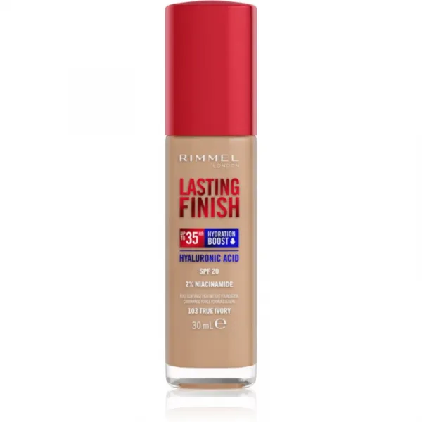 Rimmel Lasting Finish 35H Hydration Boost hydratačný make-up SPF 20 odtieň 103 True Ivory 30 ml