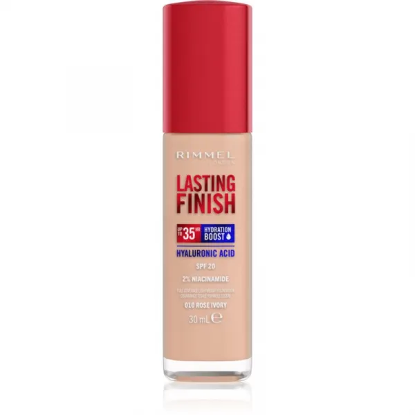 Rimmel Lasting Finish 35H Hydration Boost hydratačný make-up SPF 20 odtieň 010 Rose Ivory 30 ml