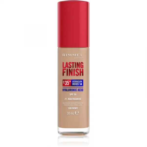 Rimmel Lasting Finish 35H Hydration Boost hydratačný make-up SPF 20 odtieň 100 Ivory 30 ml