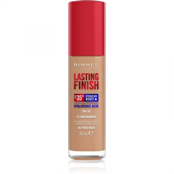 Rimmel Lasting Finish 35H Hydration Boost hydratačný make-up SPF 20 odtieň 203 True Beige 30 ml