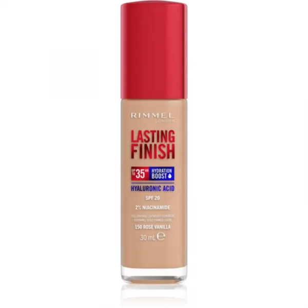 Rimmel Lasting Finish 35H Hydration Boost hydratačný make-up SPF 20 odtieň 150 Rose Vanilla 30 ml