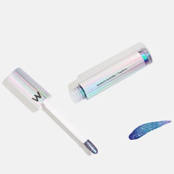 WONDERSKIN Wonder Blading Top Gloss lesk na pery s trblietkami odtieň Blue Glitter 4 ml