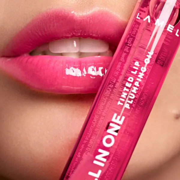 LAMEL All in One Lip Tinted Plumping Oil tónovací olej na pery pre zväčšenie objemu № 402 Pink Sparkle 3 ml