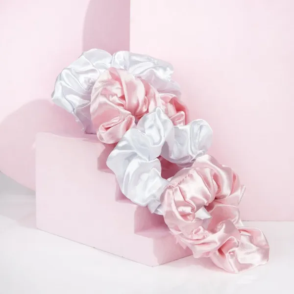 Brushworks Satin Scrunchies Pink & White gumičky do vlasov