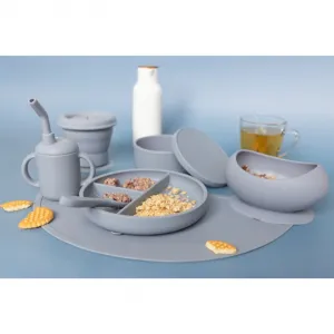 Zopa Silicone Divided Plate delený tanier s prísavkou Dove Grey 1 ks