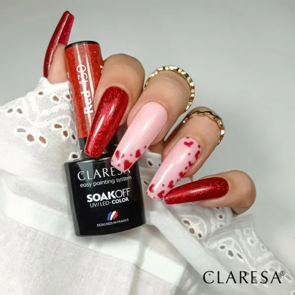 Claresa SoakOff UV/LED Color Rainbow Explosion gélový lak na nechty odtieň Red 430 5 g