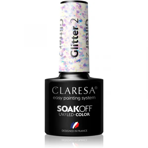Claresa SoakOff UV/LED Color Glitter gélový lak na nechty odtieň 2 5 g
