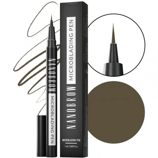 Nanobrow Microblading Pen Precízna vodeodolná linka na obočie odtieň Dark Brown 1 ml