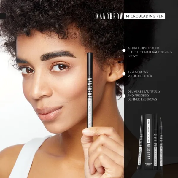 Nanobrow Microblading Pen Precízna vodeodolná linka na obočie odtieň Dark Brown 1 ml