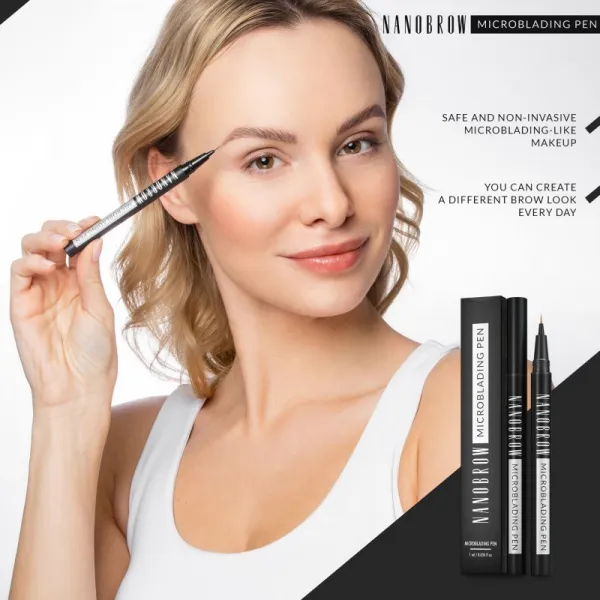 Nanobrow Microblading Pen Precízna vodeodolná linka na obočie odtieň Dark Brown 1 ml