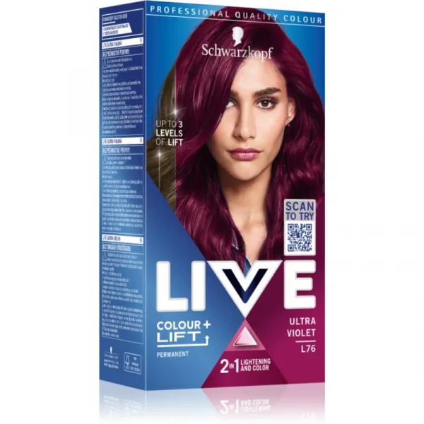 Schwarzkopf LIVE Colour + Lift permanentná farba na vlasy odtieň L76 Ultra Violet 1 ks