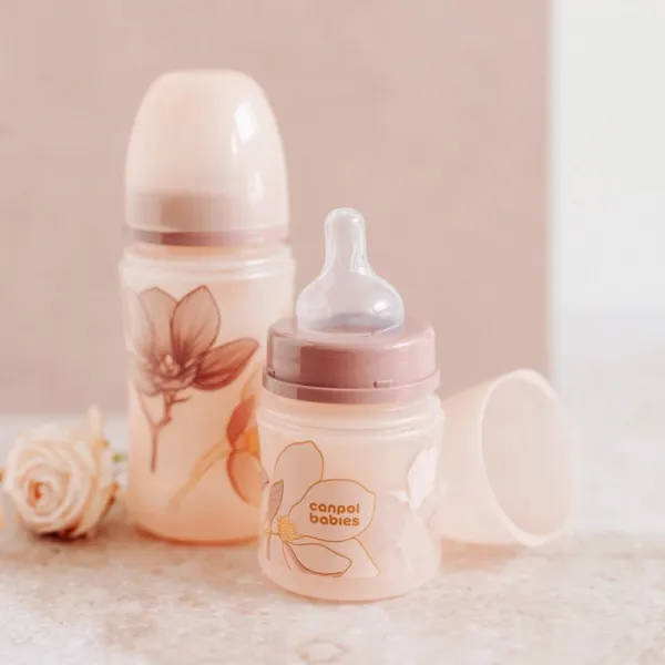 Canpol babies Antikoliková fľaša EasyStart Gold 120 ml ružová