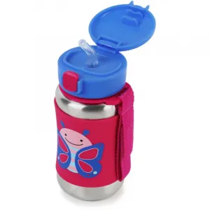 SKIP HOP Zoo Motýlik 350ml,SKIP HOP Zoo Fľaša so slamkou na vodu nerez Motýlik 12m+
