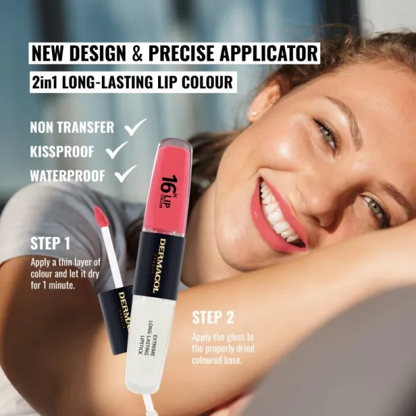 Dermacol 16H Lip Colour dlhotrvajúci rúž a lesk na pery odtieň 26 2x4 ml