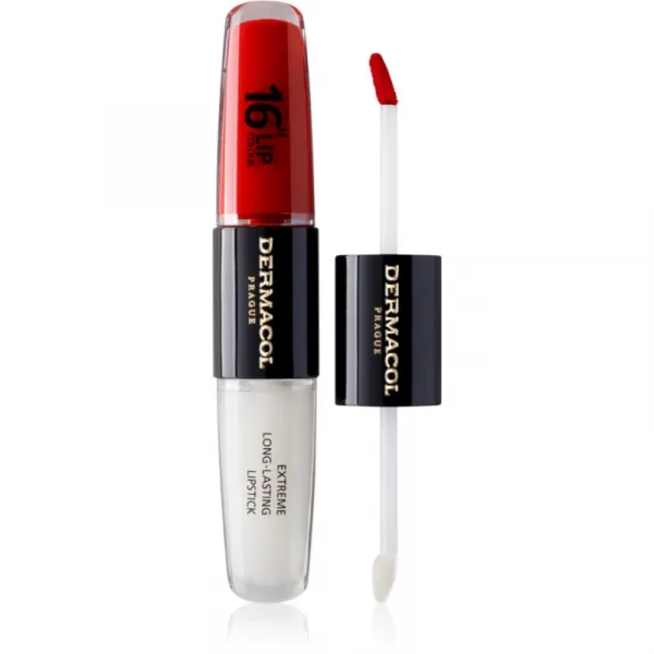Dermacol 16H Lip Colour dlhotrvajúci rúž a lesk na pery odtieň 04 Revenge Red 2x4 ml