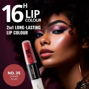 Dermacol 16H Lip Colour dlhotrvajúci rúž a lesk na pery odtieň 35 Sugar Plum 2x4 ml