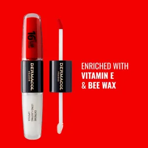 Dermacol 16H Lip Colour dlhotrvajúci rúž a lesk na pery odtieň 04 Revenge Red 2x4 ml