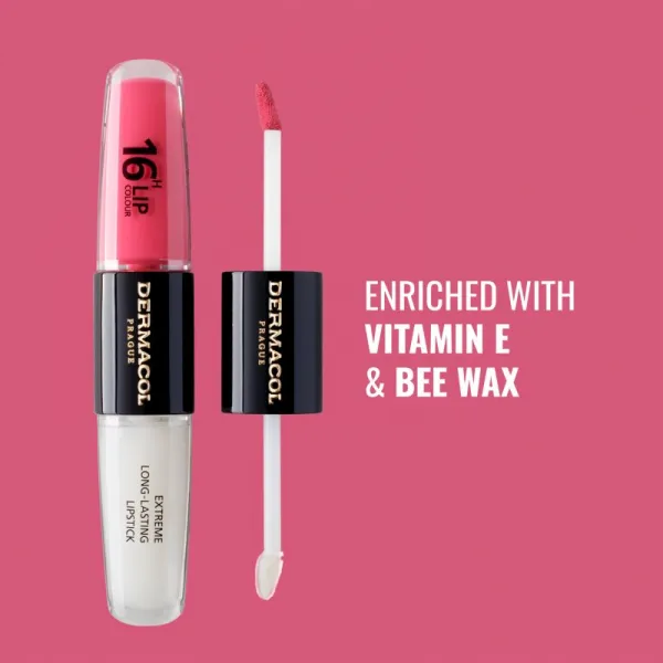 Dermacol 16H Lip Colour dlhotrvajúci rúž a lesk na pery odtieň 16 Classy Sassy 2x4 ml