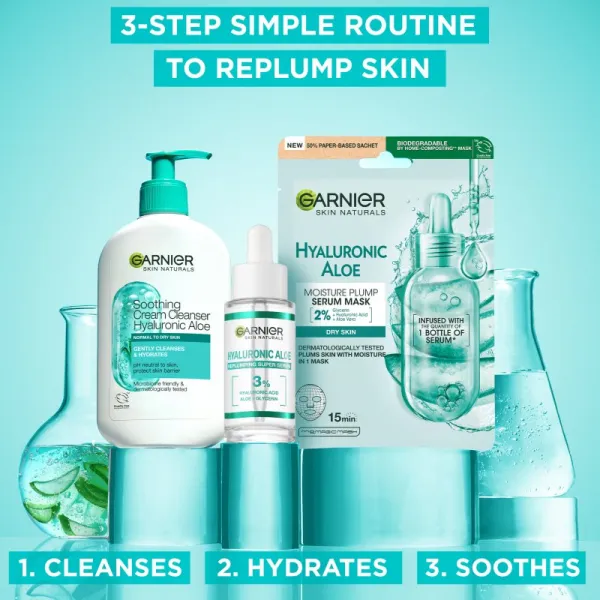 Garnier Skin Naturals Hyaluronic Aloe upokojujúci čistiaci krém s kyselinou hyalurónovou 250 ml