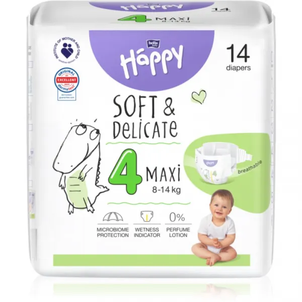 BELLA Baby Happy Soft&Delicate Size 4 Maxi jednorazové plienky 8-14 kg 14 ks