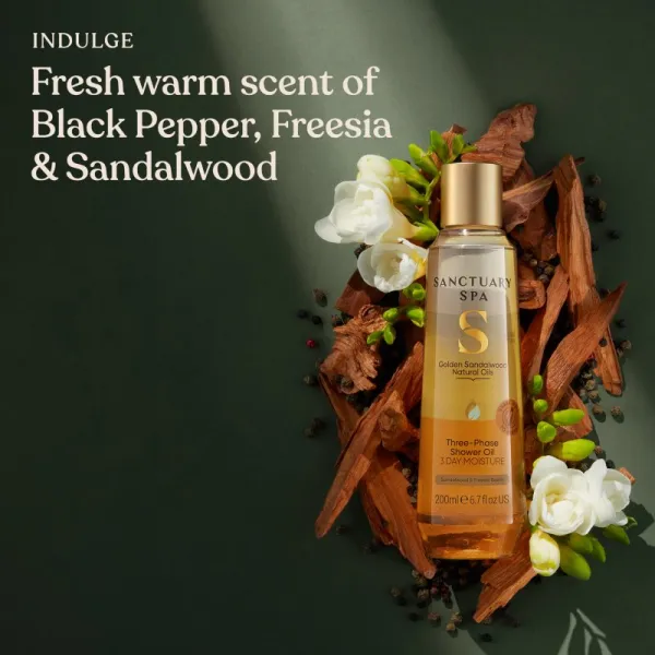 Sanctuary Spa Golden Sandalwood ošetrujúci sprchový olej 200 ml