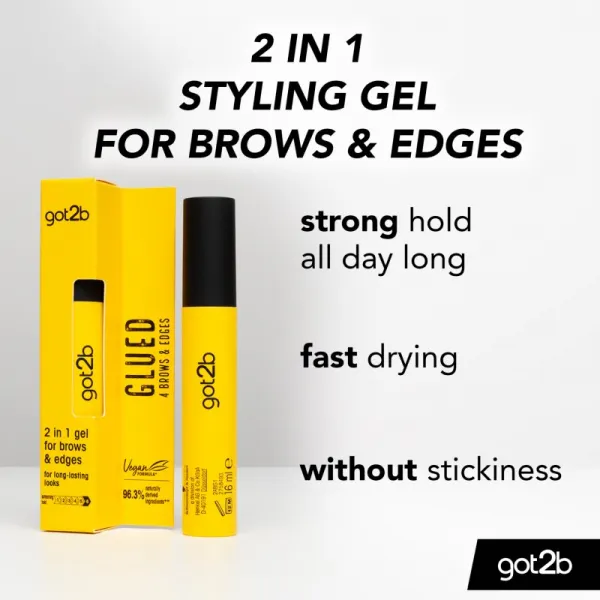 got2b Glued 4 Brows & Edges fixačný gél na obočie 2v1 Transparent 16 ml