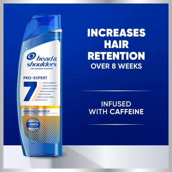Head & Shoulders Pro-Expert 7 Hair Fall Defense šampón proti lupinám a vypadávaniu vlasov s kofeínom 250 ml