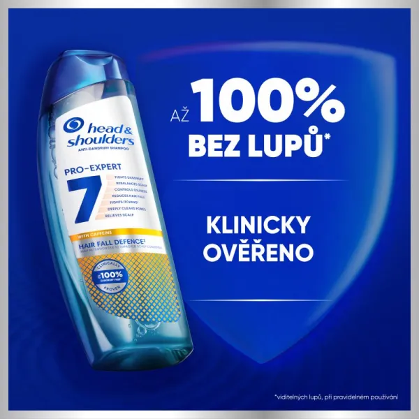Head & Shoulders Pro-Expert 7 Hair Fall Defense šampón proti lupinám a vypadávaniu vlasov s kofeínom 250 ml