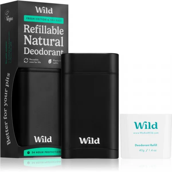 Wild Fresh Cotton & Sea Salt Men's Black Case tuhý dezodorant s puzdrom 40 g