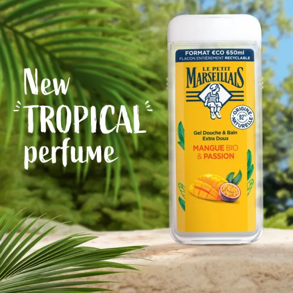 Le Petit Marseillais Mango Bio & Passion Fruit jemný sprchový gel 650 ml
