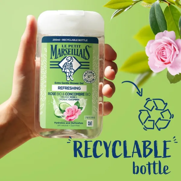 Le Petit Marseillais Rose Bio & Cucumber Bio jemný sprchový gel 250 ml