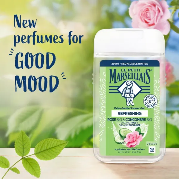 Le Petit Marseillais Rose Bio & Cucumber Bio jemný sprchový gel 250 ml