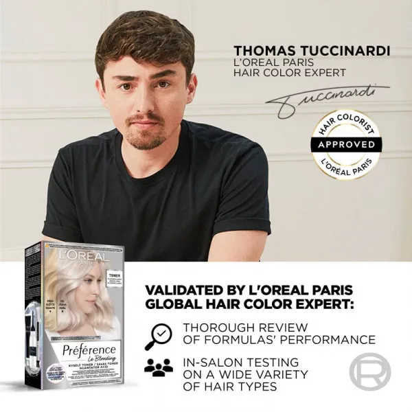 L’Oréal Paris Préférence Le Blonding Toner kyslý toner neutralizujúci mosadzné podtóny odtieň 01 Platinum Ice 1 ks