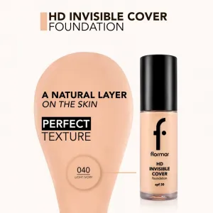 flormar HD Invisible Cover Foundation ľahký make-up s rozjasňujúcim účinkom SPF 30 odtieň 040 Light Ivory 30 ml