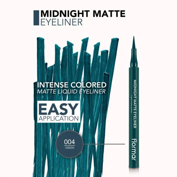 flormar Midnight Matte Eyeliner linka na oči vo fixke s matným efektom odtieň 04 Green 1 ml