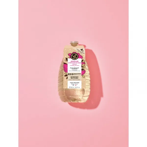 Yves Rocher Bain de Nature sprchový gél náhradná náplň Argan & Rose Petals 600 ml